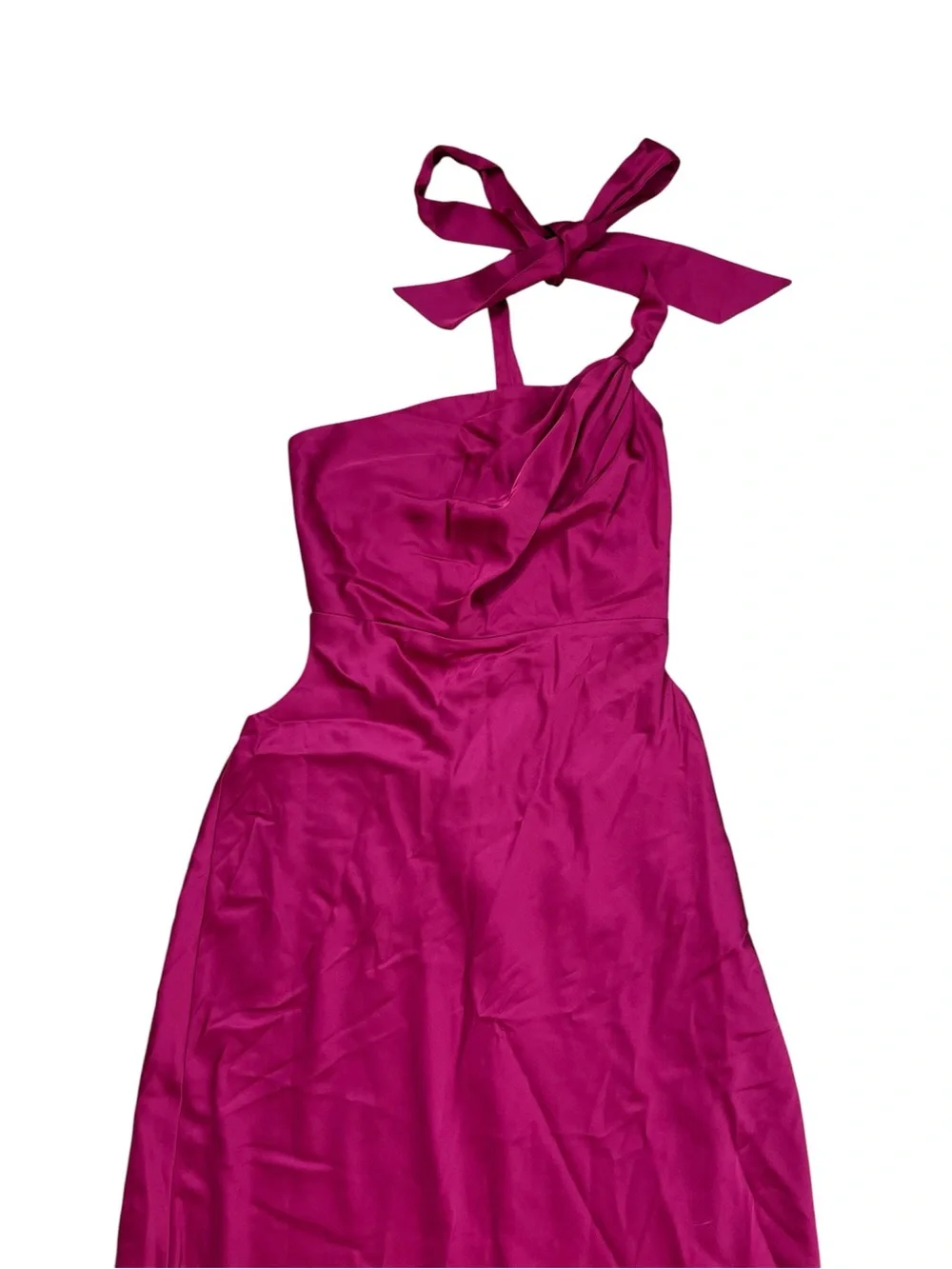 Abercrombie & Fitch Medium Tall One Shoulder Satin Maxi Gown Pink Dress NWT